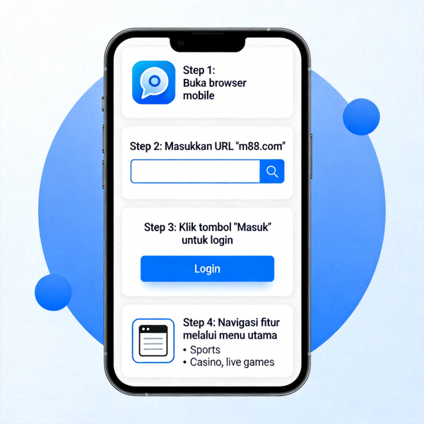 Tutorial visual tentang cara mengakses dan menavigasi situs M88 melalui perangkat mobile